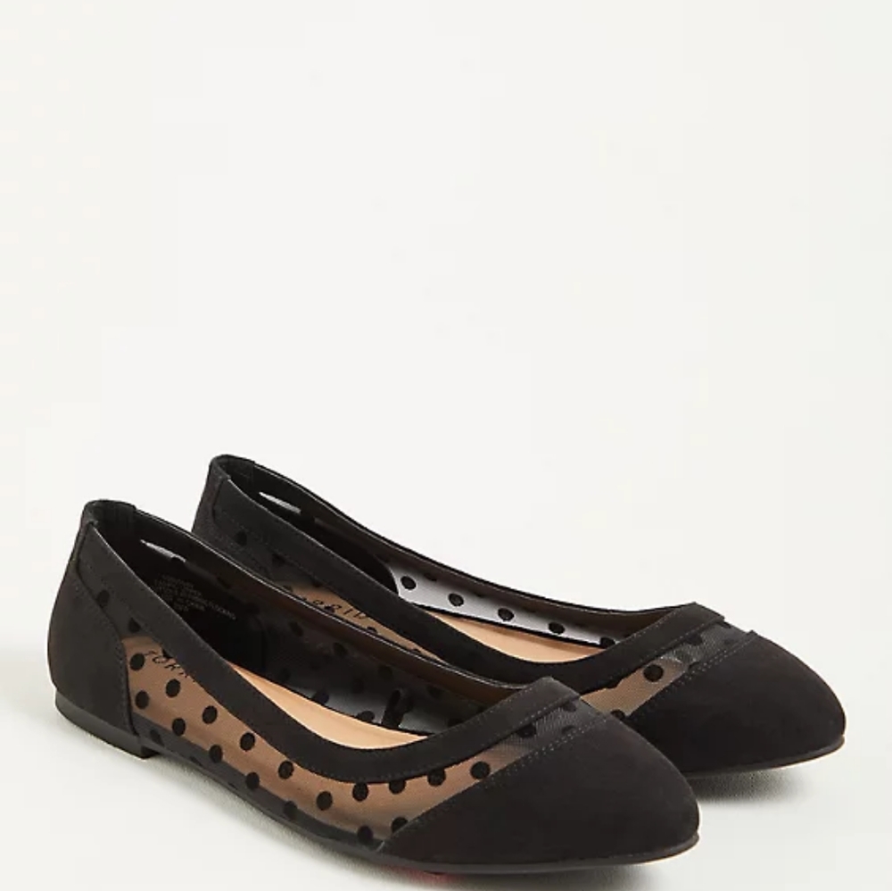 Torrid Dotted Mesh Flat - Faux Suede Black (Ww)